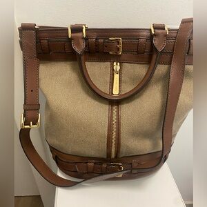 ichael Michael Kors Kingsbury canvas/ leather bucket bag